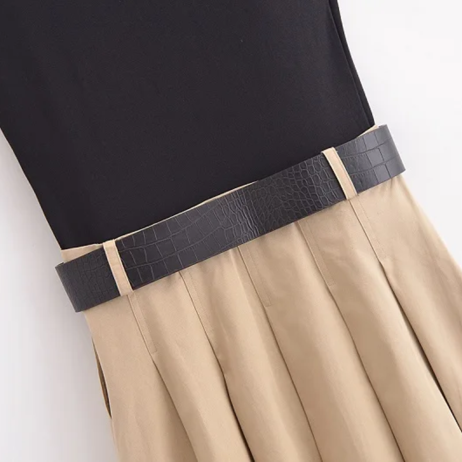 Sophia | Pleated Midi Summer Dress with Belted Waist
